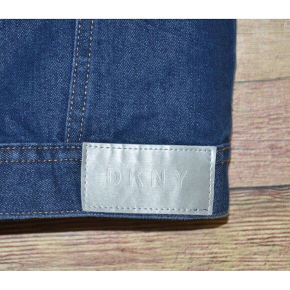 DKNY Girls Denim Long Sleeve Button Up Blue Jean Jacket Size 4 Embroidered Logo - Picture 8 of 10